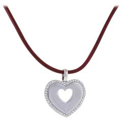 Poiray Diamond Gold Heart Red Leather Cord pendant necklace 