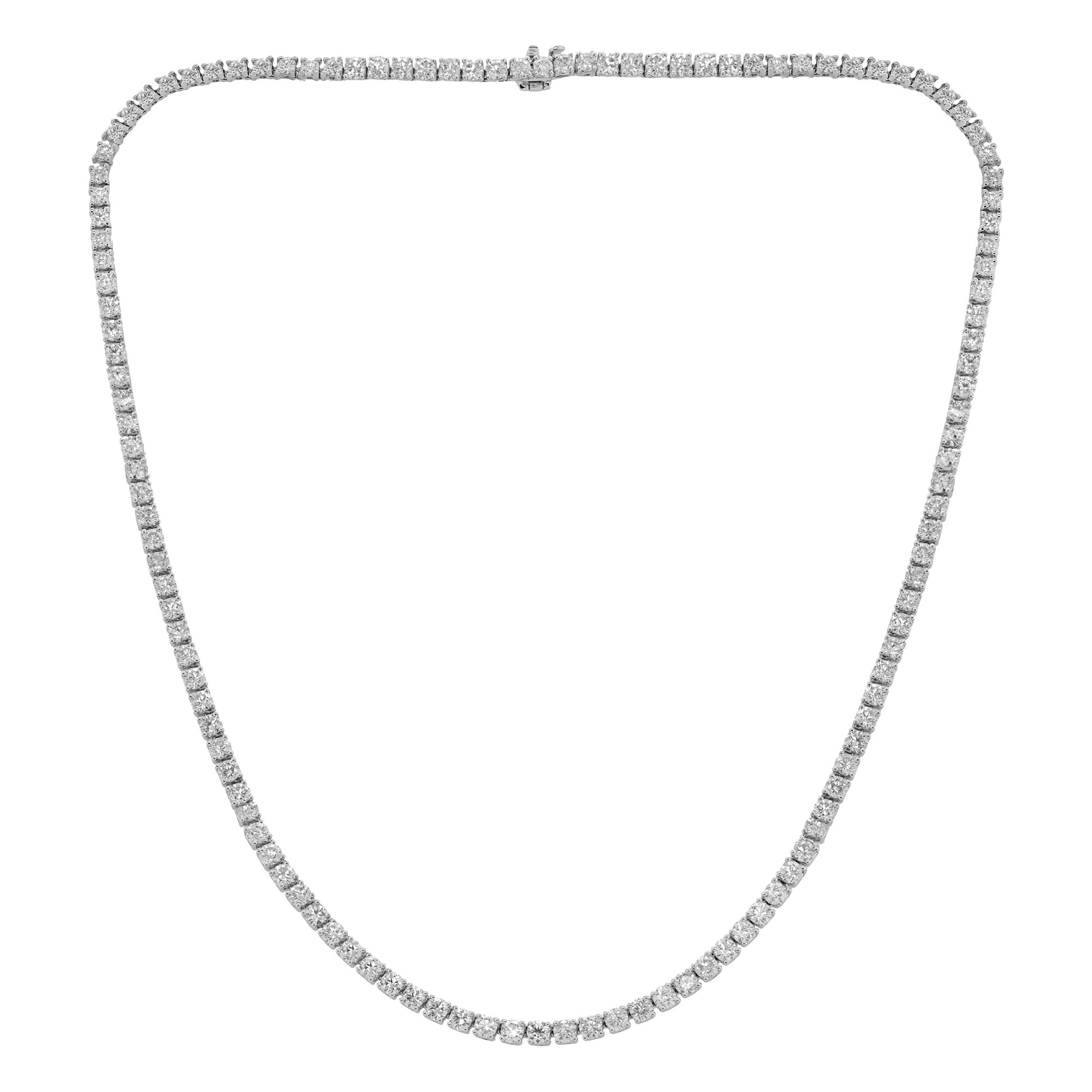 Diana M 14K White Gold 12.20 Ct Diamond Straight Line Tennis Necklace