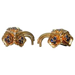 Kutchinsky Gold Sapphire En Tremblant Retro Earrings 12