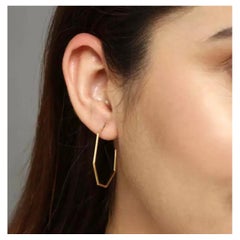 Pendientes de aro grandes en forma de hexágono Oro macizo de 14 quilates Pendientes de aro grandes de oro abierto Regalo