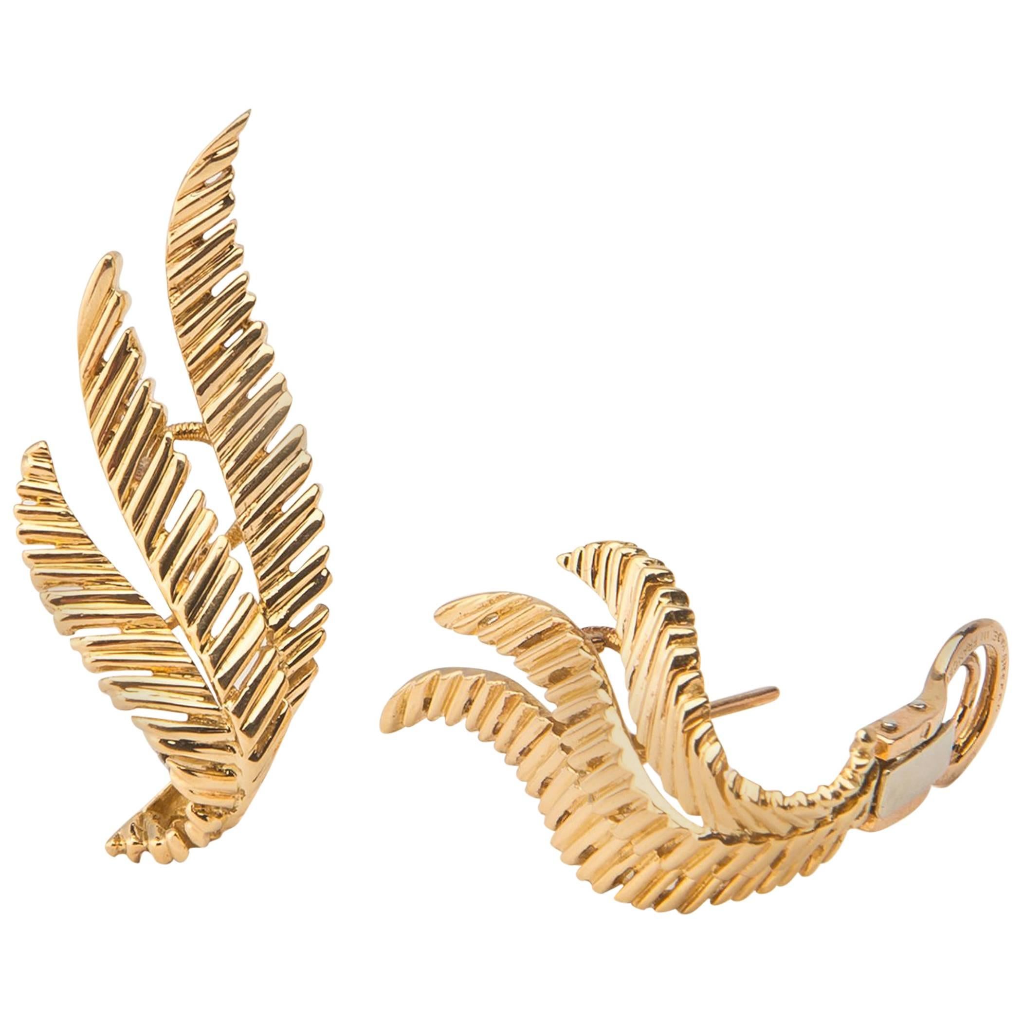 Van Cleef & Arpels Leaf Motif Gold Earrings