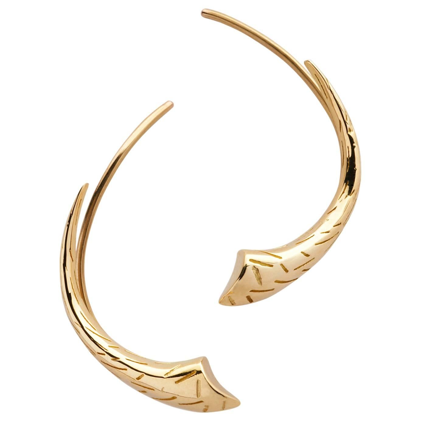 Gold Claw & Fur Earrings by Bear Brooksbank For Sale