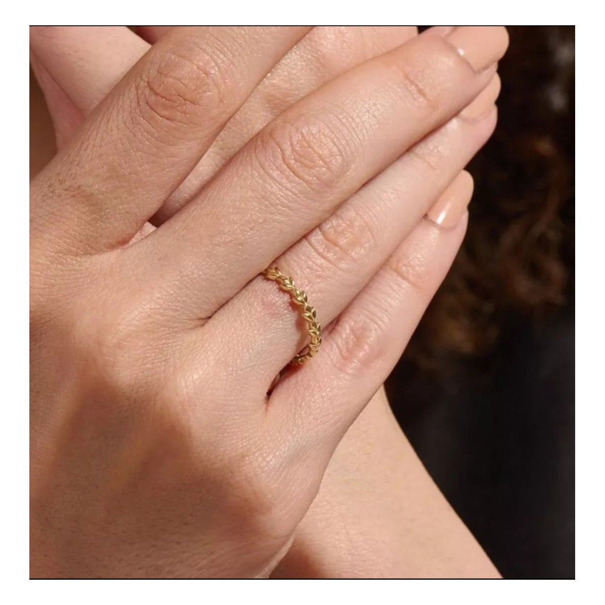 14K Solid Gold Vine Wedding Ring gold Leaf Stacking Floral ring Band For Girls