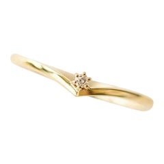 14k Massivgold Chevron V-förmiger Diamantring Handgefertigter Stapelbarer moderner Ring