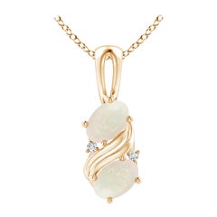 Pendentif tourbillon en or jaune 18 carats en opale naturelle à deux pierres