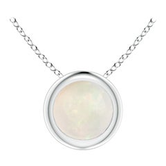 Natural Bezel-Set Round Opal Solitaire Pendant in Platinum for Women (Size-5mm)