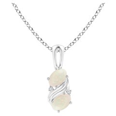 Natural Two Stone Opal Swirl Pendant in Platinum