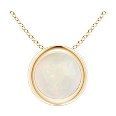 Bezel-Set Round Opal Solitaire Pendant in 14K Yellow Gold for Women (Size-6mm)