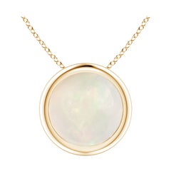 Pendentif solitaire en or jaune 14 carats avec opale ronde de 1,15 carat sertie sur le chaton, taille 8 mm