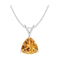 Pendentif trillion serti de griffes en platine avec citrine de 1,4 carat