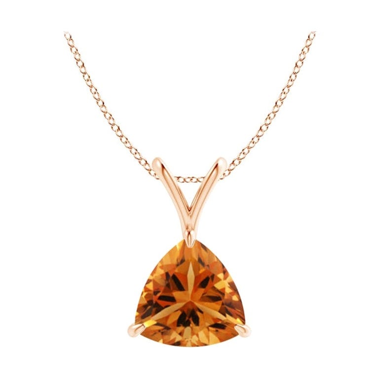 Pendentif trillion en or rose 14 carats serti de griffes avec citrine de 1,4 carat