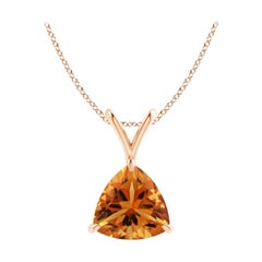 Pendentif trillion en or rose 14 carats serti de griffes avec citrine de 1,4 carat