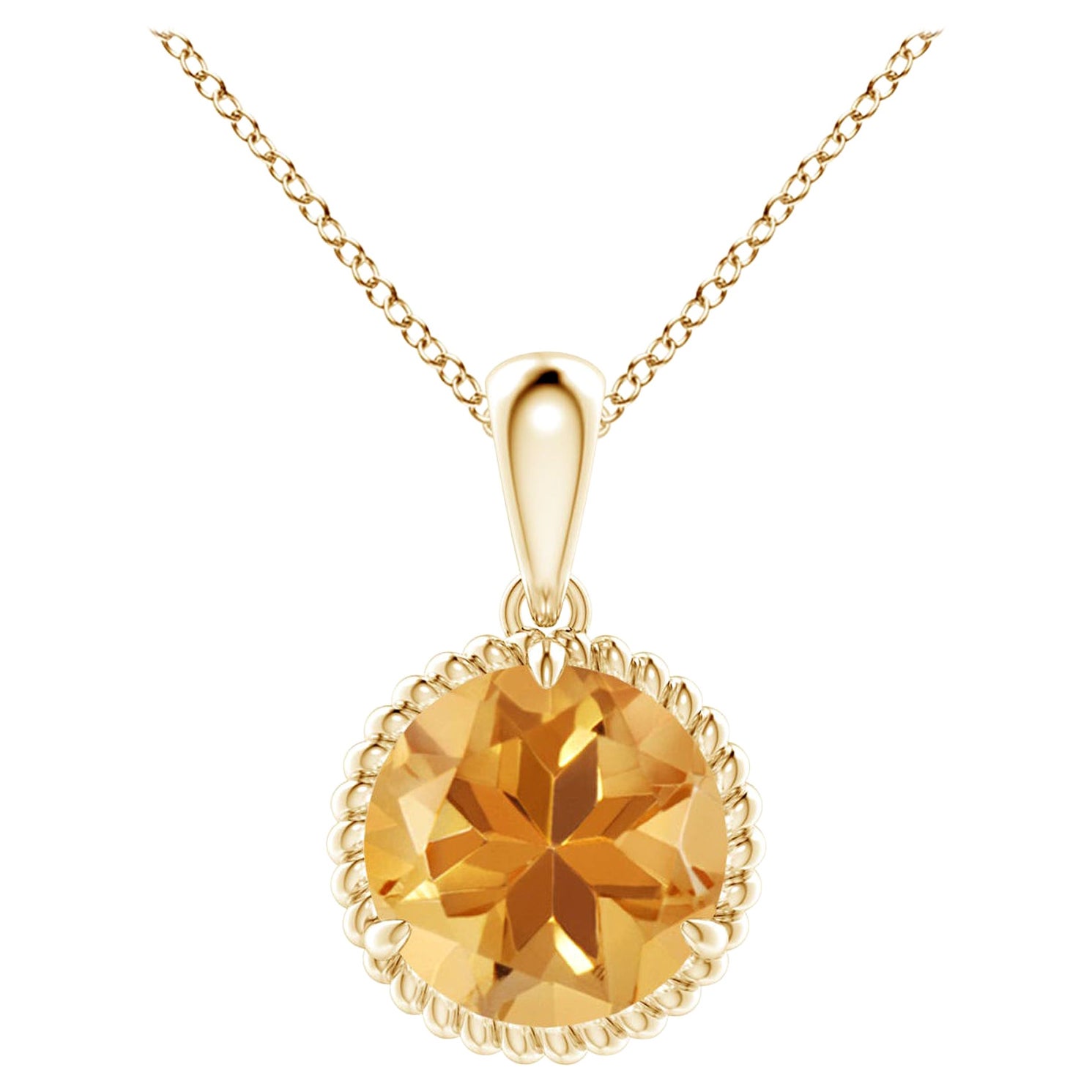 Natural Claw-Set 1.7 ct Citrine Solitaire Pendant in 14K Yellow Gold