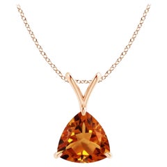 Natural Claw-Set Trillion Citrine V-Bale Pendant in 14K Rose Gold