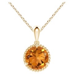 Pendentif solitaire en or jaune 14 carats serti de griffes en citrine naturelle de 1,25 carat