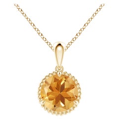 Pendentif solitaire en or jaune 18 carats serti de griffes en citrine naturelle de 1,25 carat