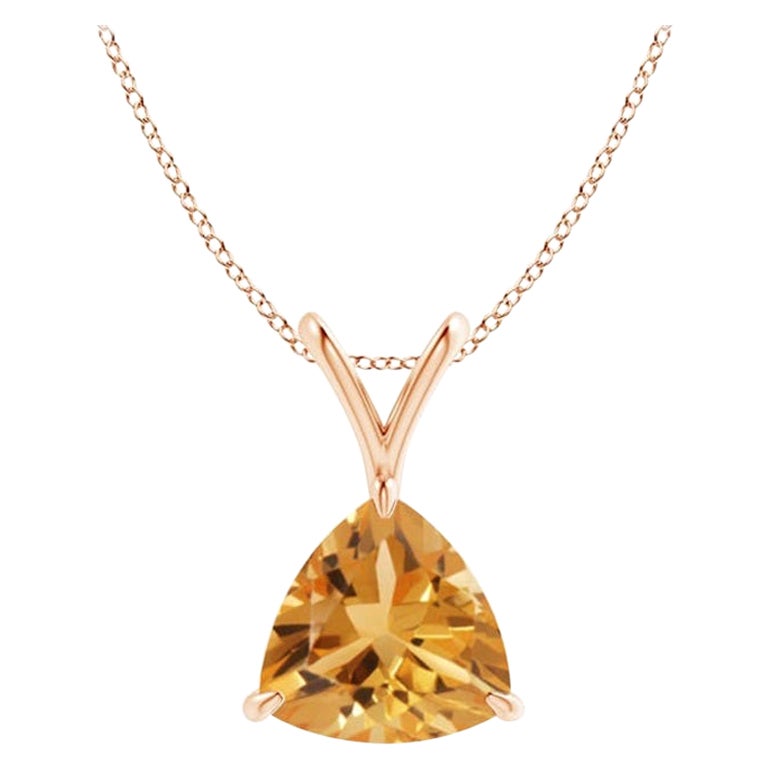Pendentif trillion en or rose 18 carats serti de griffes avec citrine de 1,4 carat