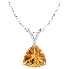 Pendentif trillion en or blanc 18 carats serti de griffes avec citrine de 1,4 carat