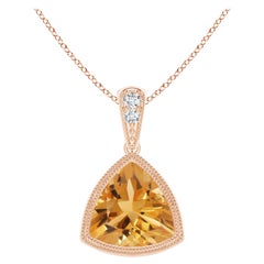 Natural Bezel-Set Trillion 1.4 ct Citrine Pendant with Milgrain in 18K Rose Gold