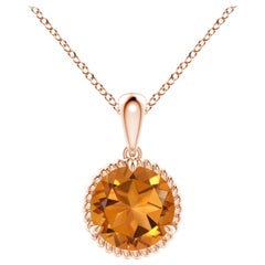 Pendentif solitaire en or rose 14 carats serti d'une citrine naturelle de 1,25 carat