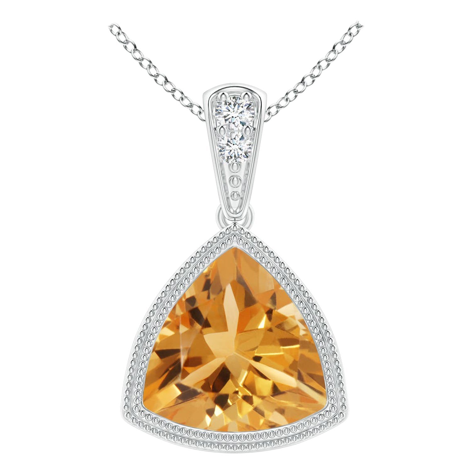 Ciondolo con castone e trilione da 1,4 carati con castone in oro bianco 14K