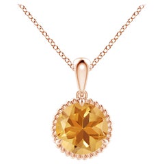 Pendentif solitaire en or rose 18 carats serti de griffes en citrine naturelle de 1,25 carat