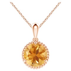Natural Claw-Set 1.7 ct Citrine Solitaire Pendant in 18K Rose Gold