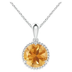 Natural Claw-Set 1.7 ct Citrine Solitaire Pendant in 14K White Gold