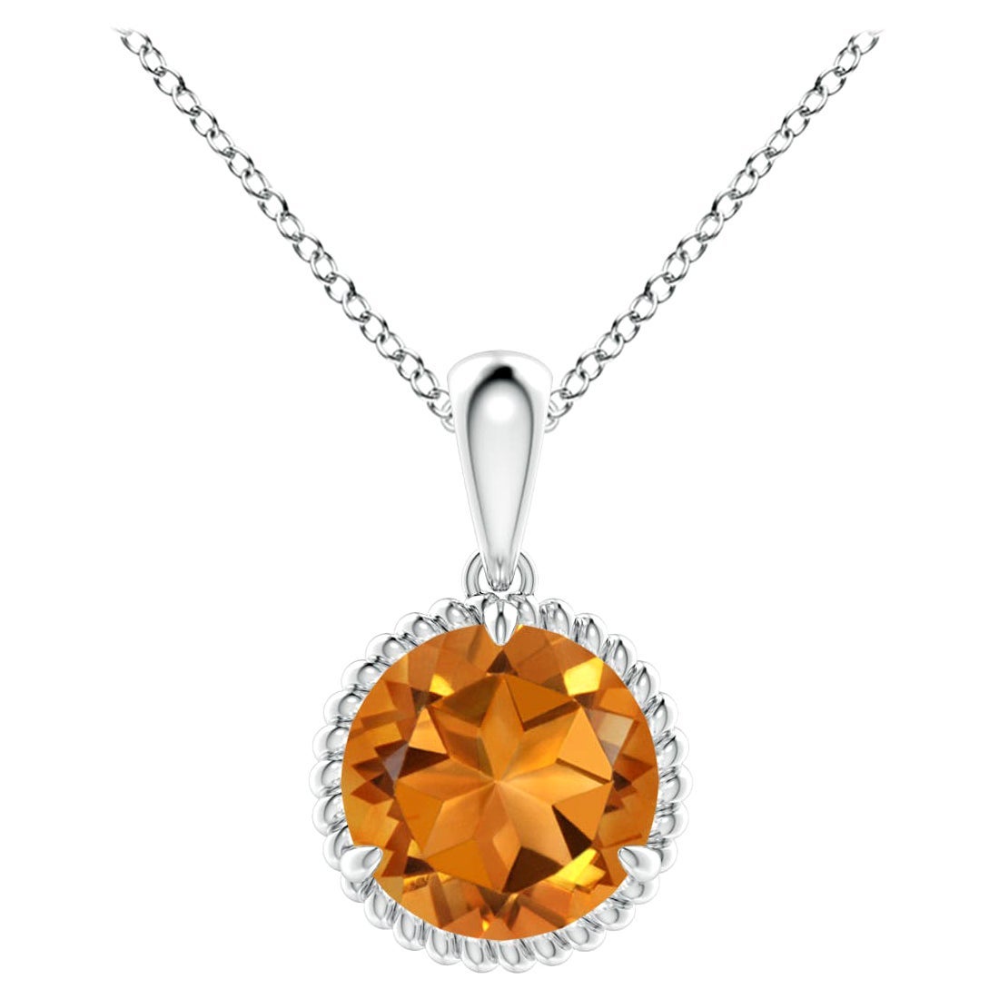 Natural Claw-Set 1.25 ct Citrine Solitaire Pendant in 14K White Gold