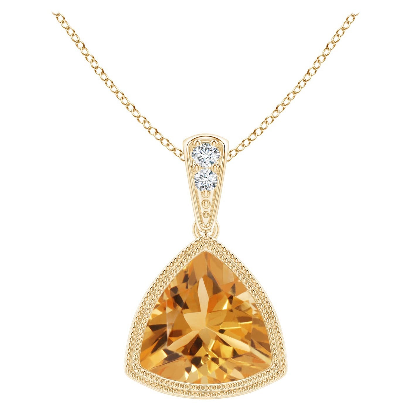 Bezel-Set Trillion 1.4 ct Citrine Pendant with Milgrain in 14K Yellow Gold