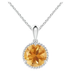Natural Claw-Set 1.25 ct Citrine Solitaire Pendant in 18K White Gold
