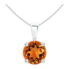 Colgante Solitario de Citrino Clásico Natural Redondo de 1,25 ct en Oro Blanco de 14 quilates