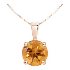 Colgante Solitario de Citrino Clásico Natural Redondo de 1,7 ct en Oro Rosa de 14 quilates