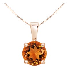Colgante Solitario de Citrino Clásico Natural Redondo de 1,25 ct en Oro Rosa de 14 quilates