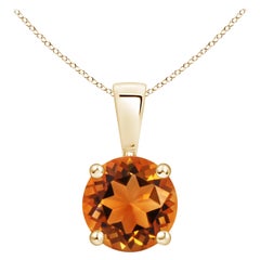Natural Classic Round 1.25 ct Citrine Solitaire Pendant in 14K Yellow Gold