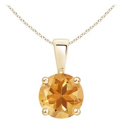 Natural Classic Round 1.25 ct Citrine Solitaire Pendant in 18K Yellow Gold