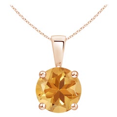 Pendentif en or rose 18 carats avec solitaire en citrine naturelle ronde de 1,7 ct