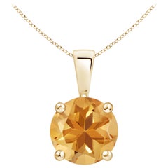 Natural Classic Round 1.7 ct Citrine Solitaire Pendant in 18K Yellow Gold