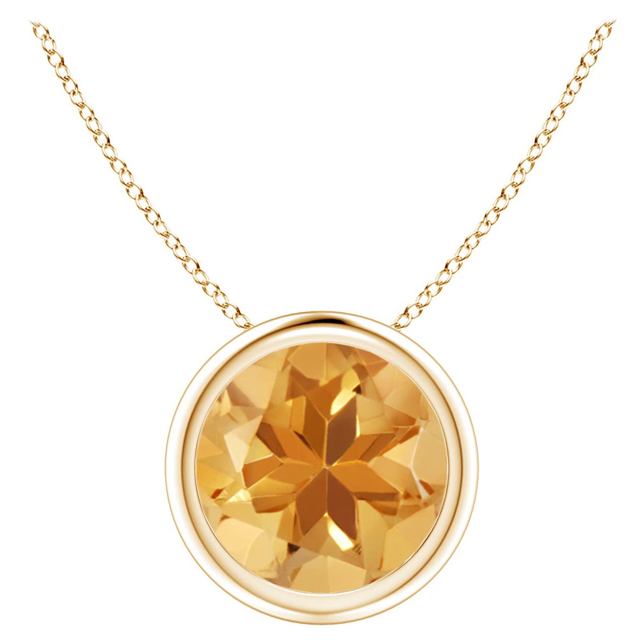Natural Bezel-Set Round 1.7 ct Citrine Solitaire Pendant in 14K Yellow Gold