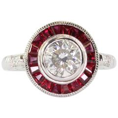 1 Carat Diamond Ruby Gold Halo Ring 11