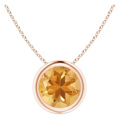 Natural Bezel-Set Round 1.25 ct Citrine Solitaire Pendant in 14K Rose Gold