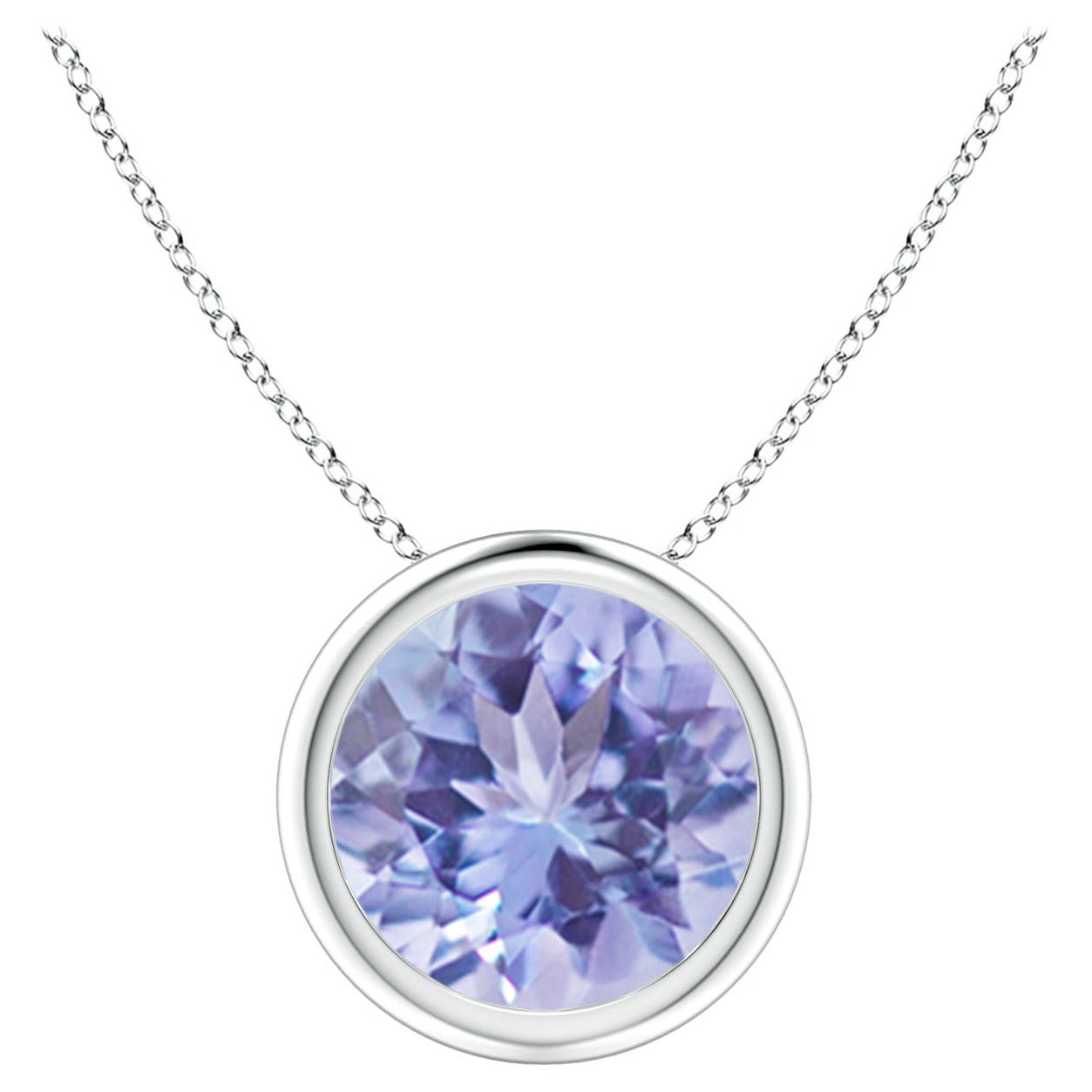 Ciondolo solitario di tanzanite tonda da 1,8 carati con castone Nature in platino in vendita