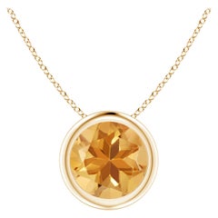 Natural Bezel-Set Round 1.25 ct Citrine Solitaire Pendant in 14K Yellow Gold