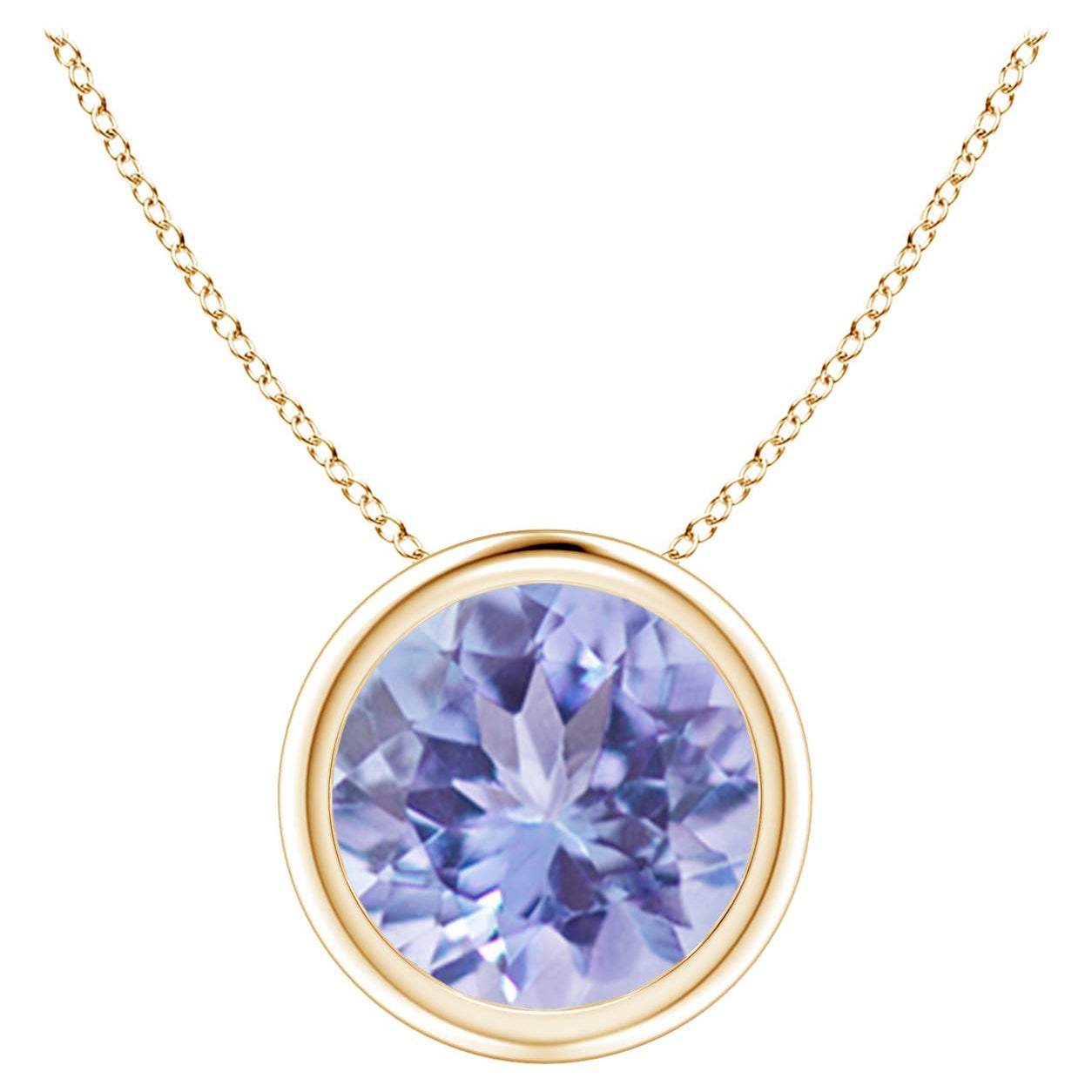 Natural Bezel-Set Round 1.8 ct Tanzanite Solitaire Pendant in 14K Yellow Gold