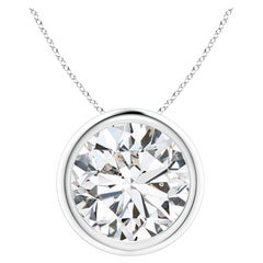 Solitär-Anhänger aus Platin mit 5 Karat Diamanten in Lünettenfassung (Color-H  Klarheit-SI2)