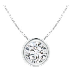 Solitär-Anhänger aus Platin mit 1 Karat Diamanten in Lünettenfassung (Color-H  Klarheit-SI2)
