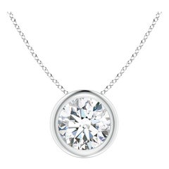 Bezel-Set 1 ct Diamond Solitaire Pendant in Platinum (Color-G  Clarity-VS2)