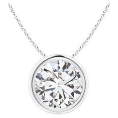 Solitär-Anhänger aus Platin mit 3 Karat Diamanten in Lünettenfassung (Color-H  Klarheit-SI2)