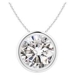 Pendentif solitaire en platine (Color-I-J) serti d'un diamant de 5 carats  Clarté-I1-I2)
