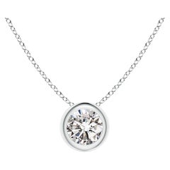 Pendentif solitaire en platine avec diamants sertis sur le chaton (Color-I-J  Clarté-I1-I2)